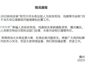 海南一水库有人用死鸡当诱饵捕鱼，官方通报：系养殖人员投放，污染物已清理