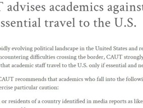 批评美国政府的学者需特别谨慎，加拿大大学教师协会对赴美发警告
