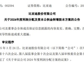 20万股东沸腾了！比亚迪超级大手笔：每10股分红39.74元，再送红股8股、转增12股